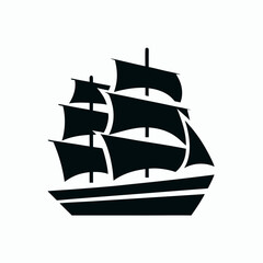 Sailing Ship silhouette Logo Vector Design
