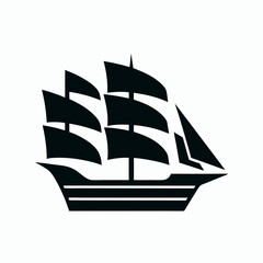 Sailing Ship silhouette Logo Vector Design.