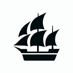 Sailing Ship silhouette Logo Vector Design