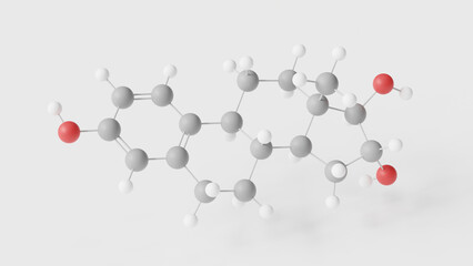 estriol molecule 3d, molecular structure, ball and stick model, structural chemical formula estrogens