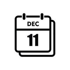 calender icon, 11 december icon with white background