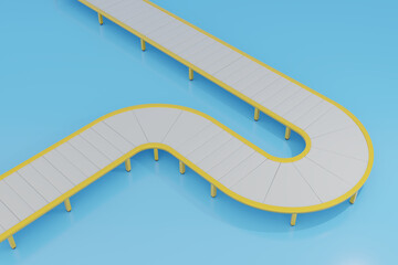 3d Conveyors line, industry business, Belt steel products. Industrial Warehouse Racking. 3D rendering.