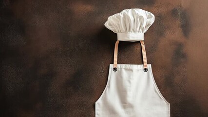A minimalist apron and chef hat for personal chef experiences. background