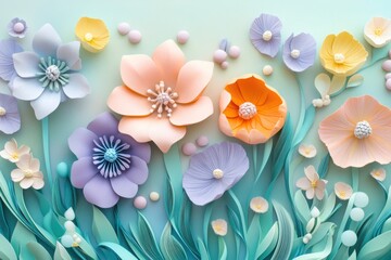 Pastel floral arrangement with paper flowers art