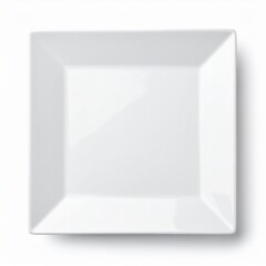 quare White Porcelain Plate &ndash; Side and Top View, Isolated