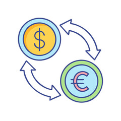 Dollar euro currency exchange rate conversion finance money market investment business trade symbol
