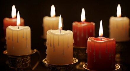 Burning Candles in Dark Setting