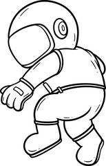 Fototapeta premium astronaut playing baseball cartoon outline