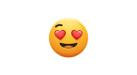 Fototapeta premium Yellow emoji face with heart eyes expressing love affection and positive emotions