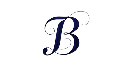 Elegant letter B in navy blue with swirls for sophisticated branding and design projects