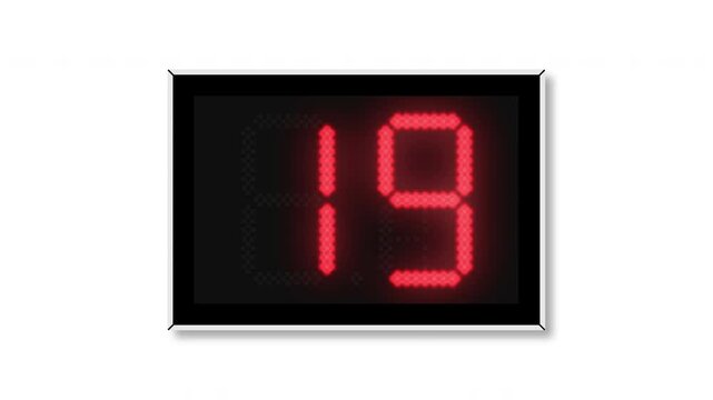 Basketball shot clock countdown with white background