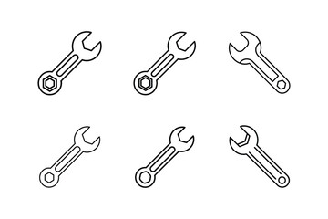 mechanic wrench icon line art vector illustration