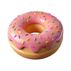 Pink Glazed Donut with Sprinkles. A Sweet Delight