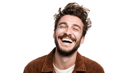 Fototapeta premium Man laughing heartily with head tilted