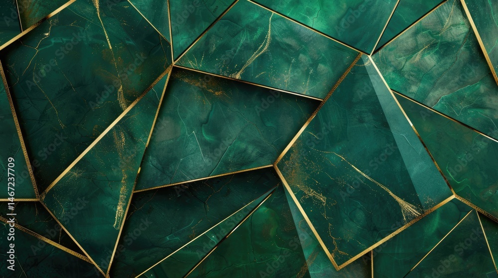 Poster the abstract picture of green and yellow shape repetitive pattern polygon geometry in background, ge
