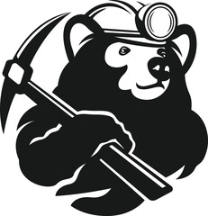 mining bear logo vector illustration