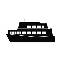 Obraz premium Ferry Flat Deck Vector Silhouette Design