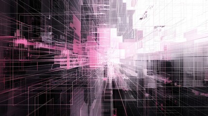 Obraz premium Abstract glitch movement effect on surface of digital cyber design express scene of cyberspace style. High tech pixel of data scenery in mysterious pattern perfect for wallpaper and background. AIG51.