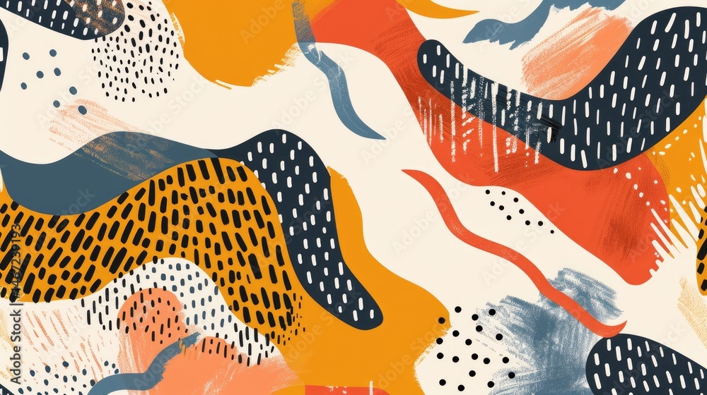 Poster abstract shapes and patterns in muted colors. background image of vibrant color with geometric shape