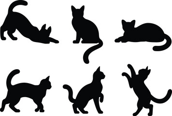 Black Cat Silhouettes Vector Set