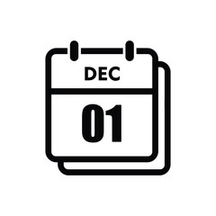 calender icon, 01 december icon with white background