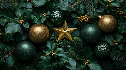 Festive Frame of Gold and Green