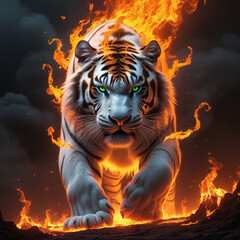 colossal white tiger burning