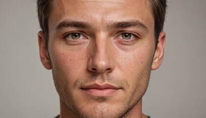 Obraz premium Close-up Portrait of a Young Man with a Neutral Expression