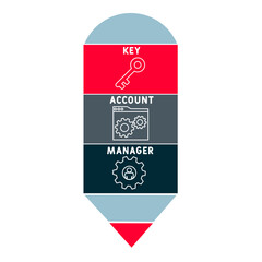KAM - key account manager acronym. business concept background. vector illustration concept with keywords and icons. lettering illustration with icons for web banner, flyer, landing
