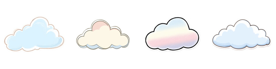 Cloud illustration summer design with soft colors and outline style creating light and airy feeling perfect for summer themes