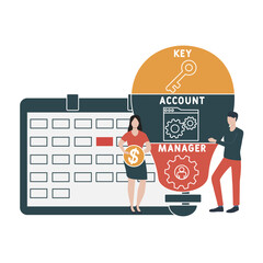 KAM - key account manager acronym. business concept background. vector illustration concept with keywords and icons. lettering illustration with icons for web banner, flyer, landing