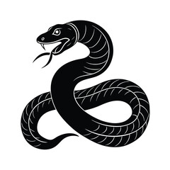 Fototapeta premium Coiled Viper Snake Vector Silhouette Art