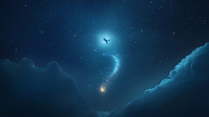 Fototapeta premium Celestial Flight: A Nighttime Fantasy