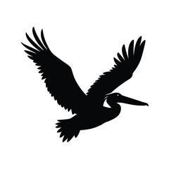 Fototapeta premium Pelican Flying Vector Silhouette Design