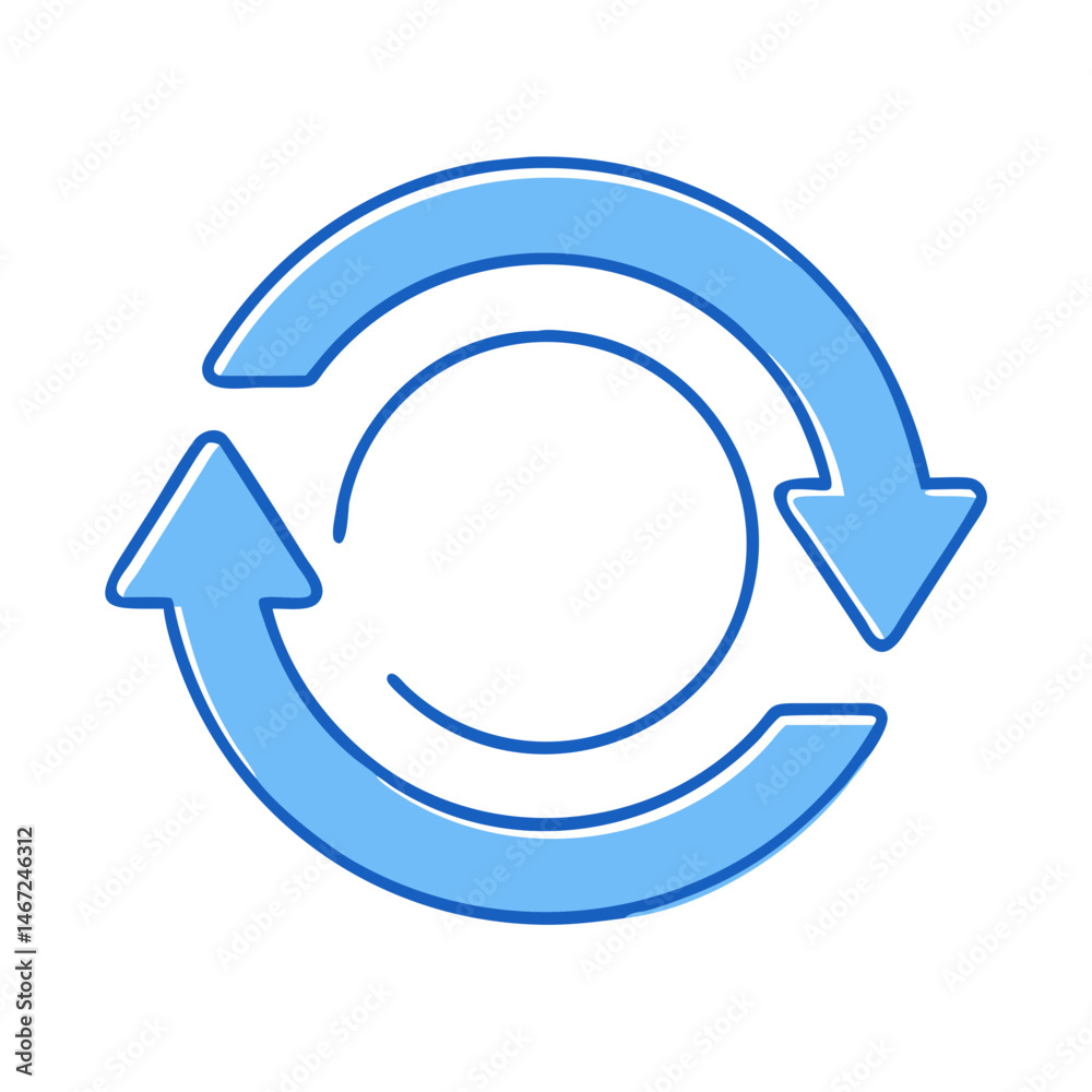 Poster blue arrows circle recycle refresh sync repeat rotation process loop cycle infographic design