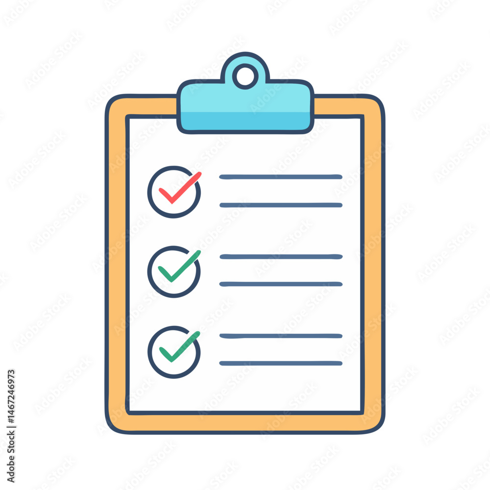 Poster checklist clipboard task management project planning to do list survey form with checkmarks and line