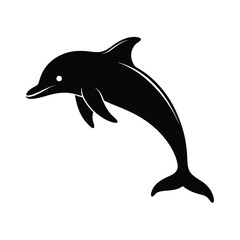 Obraz premium Bottlenose Dolphin Leaping Vector Silhouette