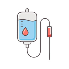 Illustration of iv drip bag for intravenous therapy and blood transfusion treatment process vector