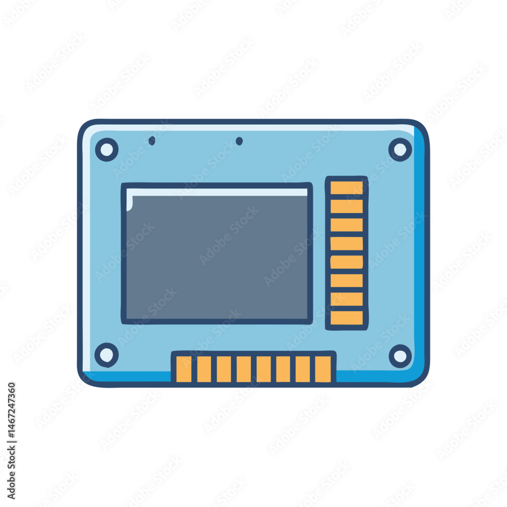Poster solid state drive ssd storage device computer hardware component technology vector graphic design