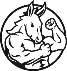 bodybuilding donkey mascot vector illustration