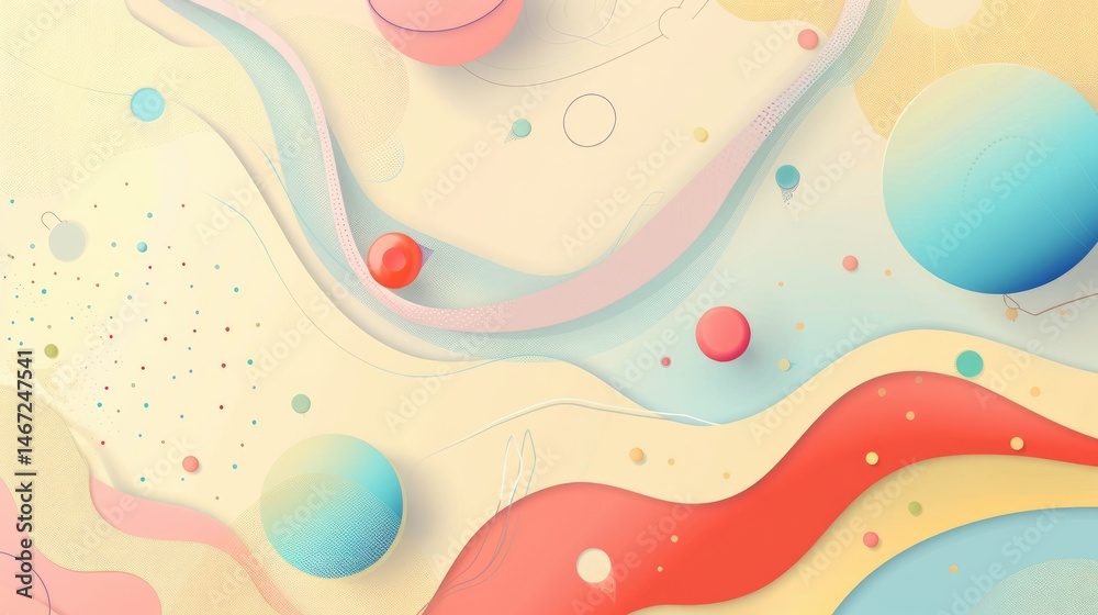 Poster abstract multiple pastel colour circle with the colourful background, geometry a branch of mathemati
