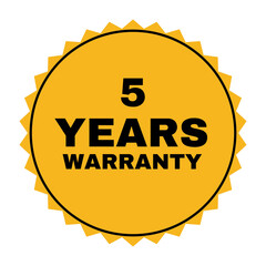 5 years warranty stamp, logo, label, tag, icon, design for advertising, marketing, promotion labels, best choice label