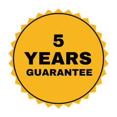 5 years guarantee stamp, logo, label, tag, icon, design for advertising, marketing, promotion 