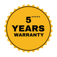 5 years warranty stamp, logo, label, tag, icon, design for advertising, marketing, promotion labels, best choice label
