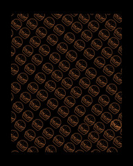 The red-orange hamburgers above the black background. The design is simple and modern, with a striking repetition.