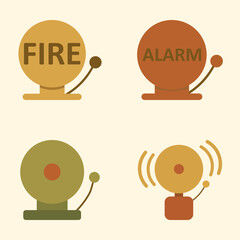 Fototapeta premium Collection of Fire Alarm Bell Illustrations in Retro Flat Style with Vibrating Effect