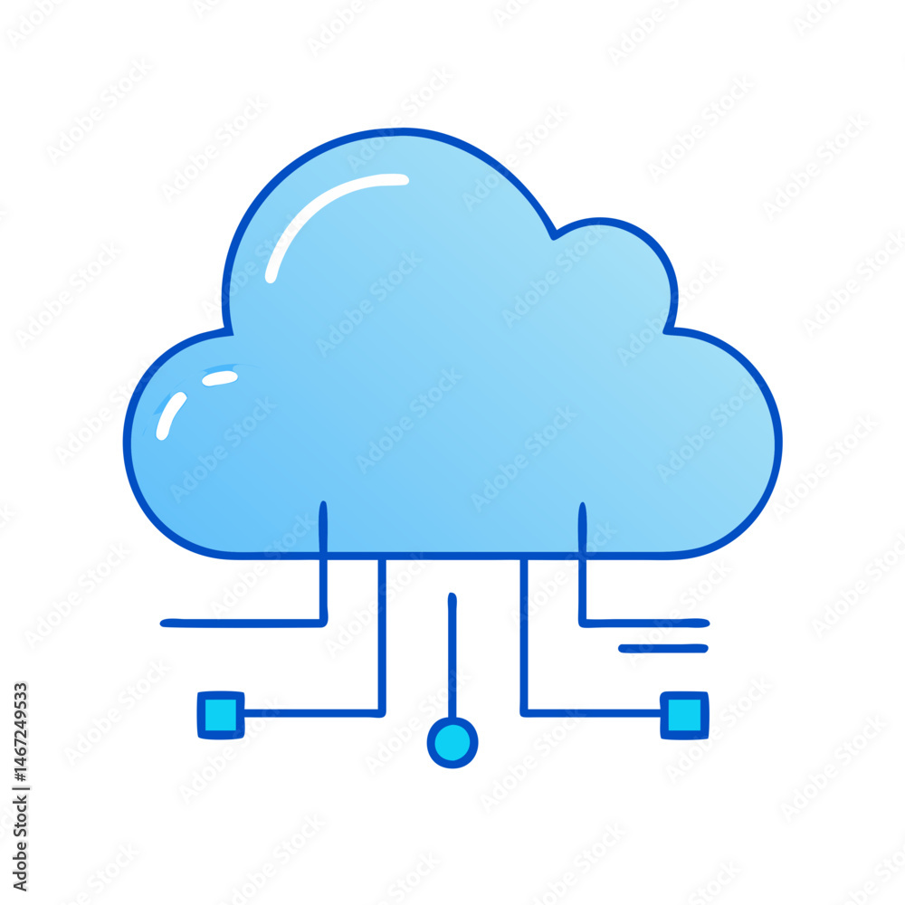 Poster cloud computing network server data storage technology internet connection system diagram design