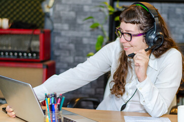 Call Center Home Office: Portrait of Friendly Female IT Customer Support Specialist Working on...