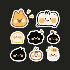 Set of cute sticker logo design template