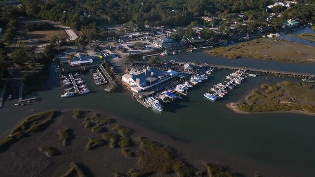 Murrells Inlet, South Carolina famous for fresh seafood and marina used for deep sea fishing is popular tourist destination to experience low country coastal living